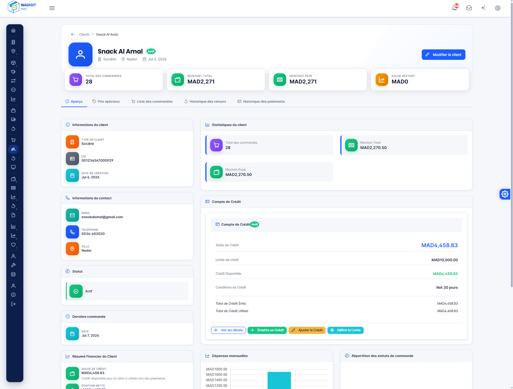 Fiche client Nadigit IMS